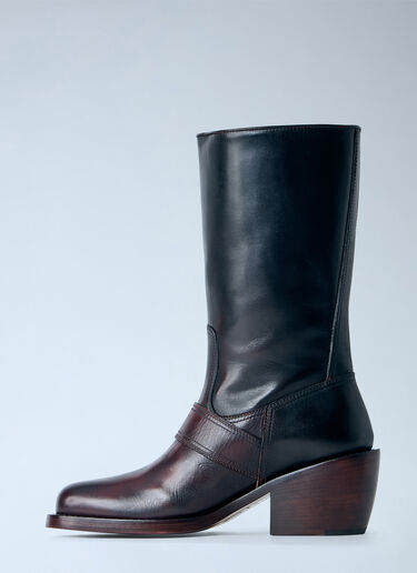 LN-CC® - Dries Van Noten: Leather Buckle Boots - Burgundy Dries Van Noten Leather Buckle Boots Burgundy dvn0266042
