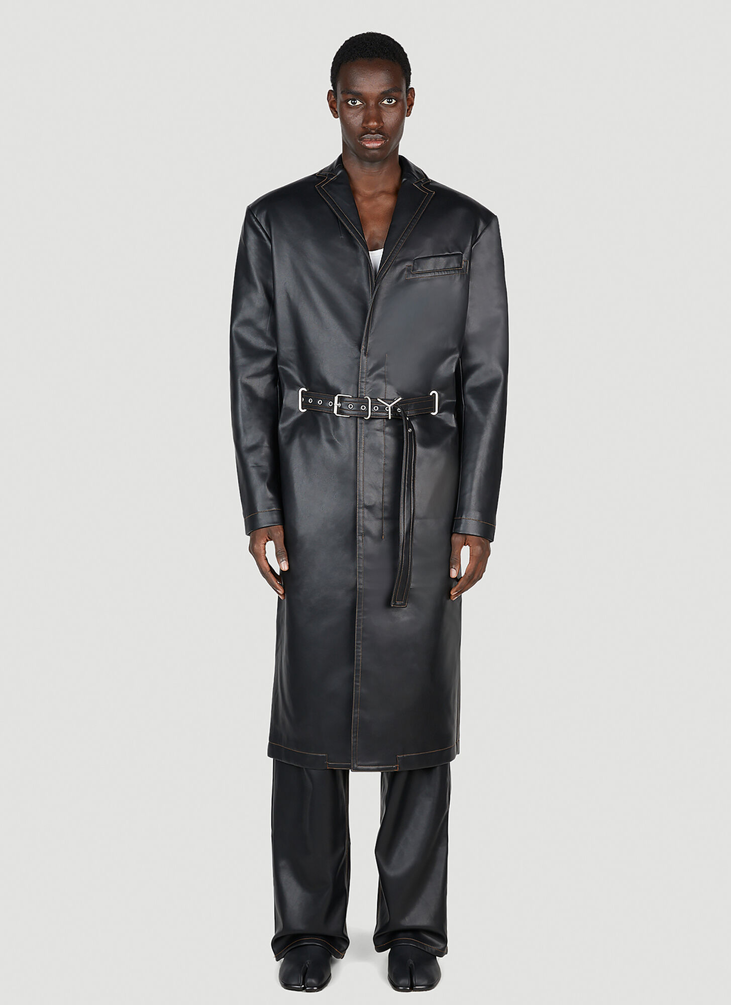 Y/project Belted Coat In Black