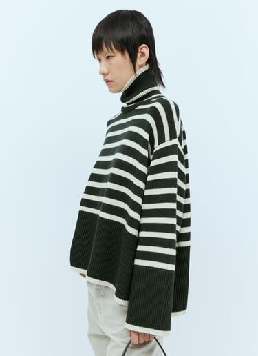 TOTEME シグネチャーストライプロールネックセーター グリーン tot0254021