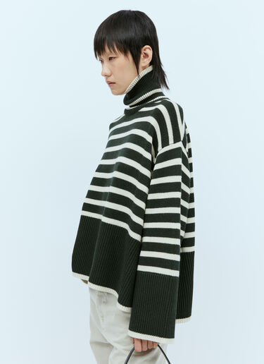 シグネチャーストライプロールネックセーター TOTEME シグネチャーストライプロールネックセーター グリーン tot0254021