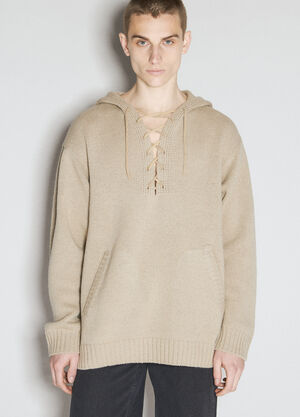 UNDERCOVER Lace-Up Hooded Sweater White und0153001