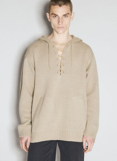 UNDERCOVER Lace-Up Hooded Sweater Beige und0154004