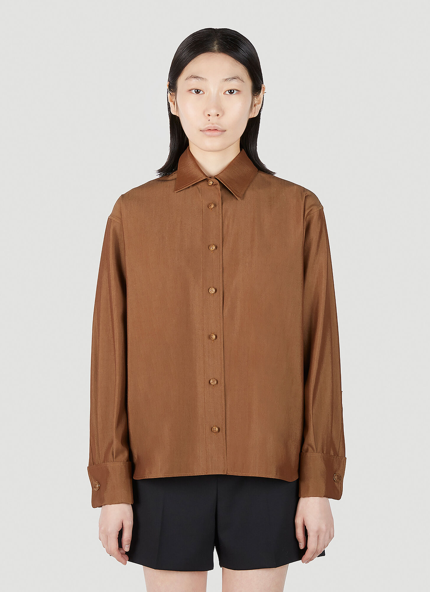 Shop Max Mara Zuai Button Down Shirt In Brown