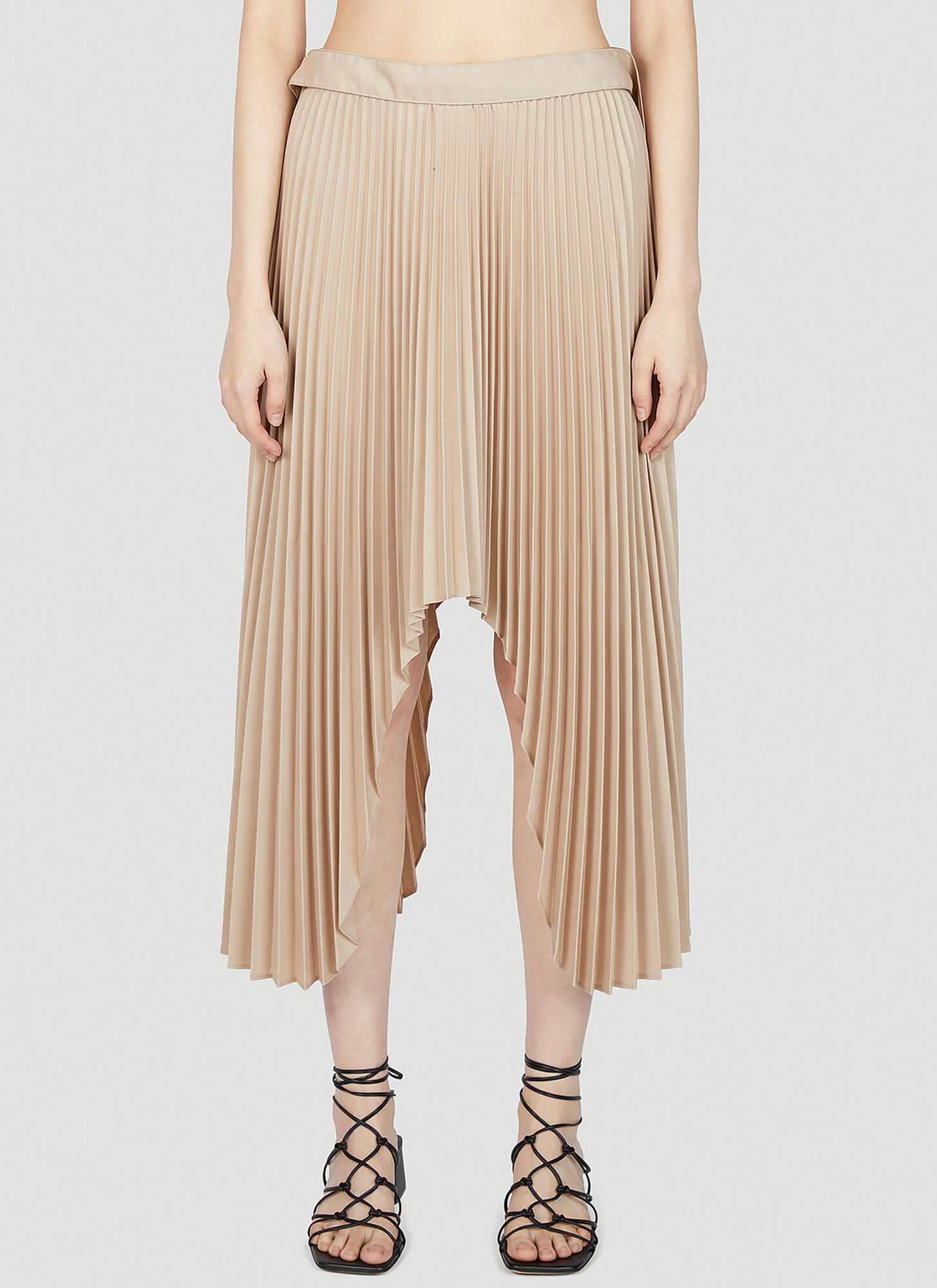 Rokh Arch Pleated Midi Skirt In Brown