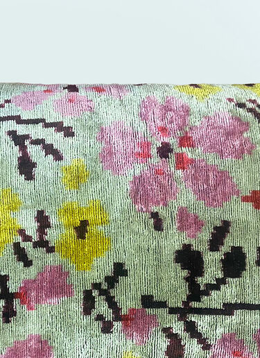 Les-Ottomans Flowers Velvet Cushion Green wps0691528