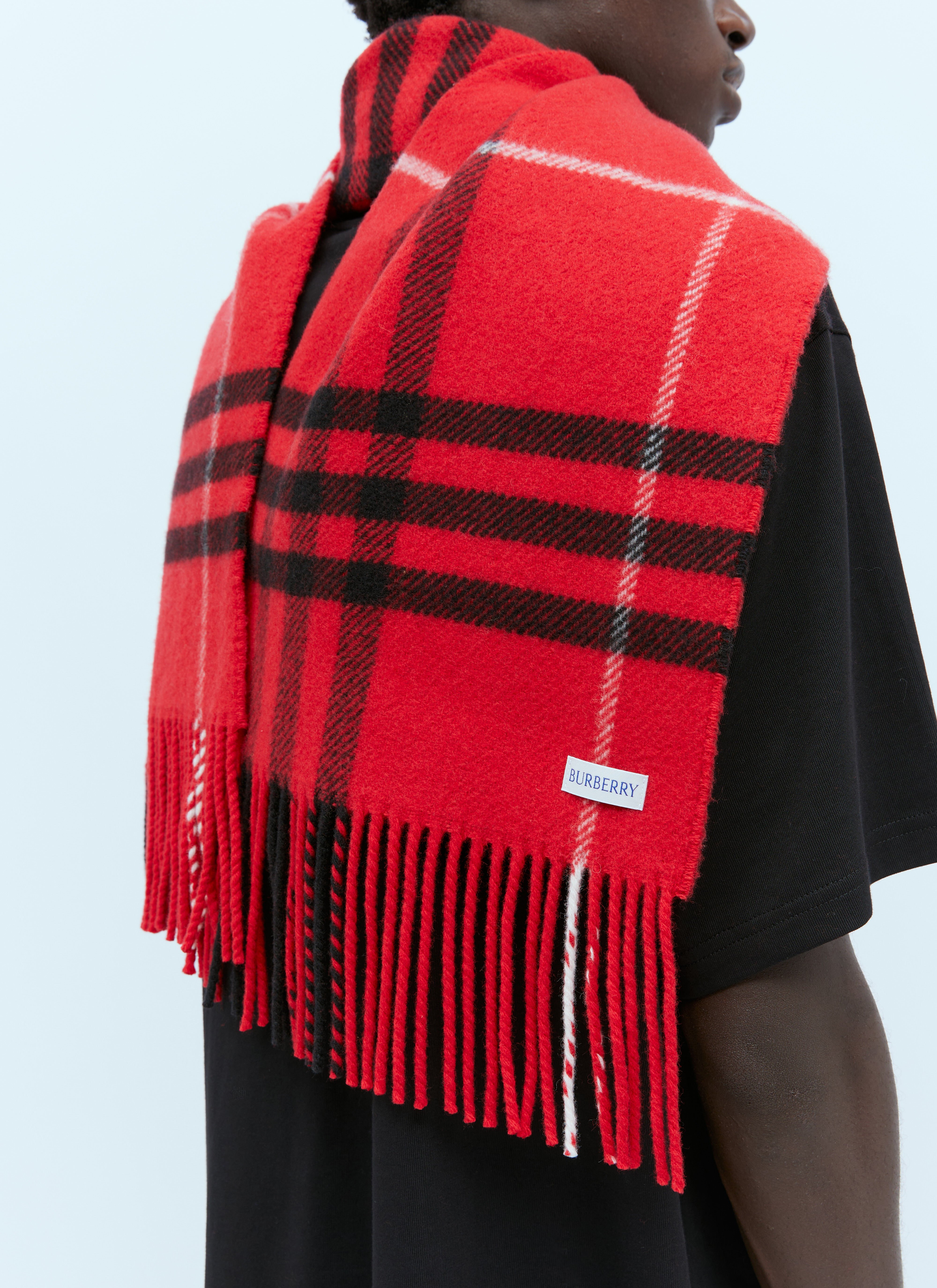 Moncler Grenoble 格纹羊毛羊绒围巾 红色 mog0153013