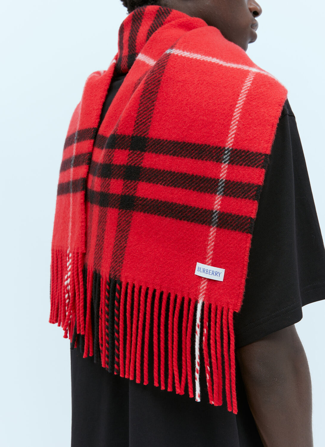 Shop Burberry Check Wool Cashmere Scarf In Red