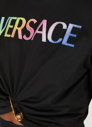 Versace セーフティピンレインボーロゴTシャツ ブラック vrs0249004