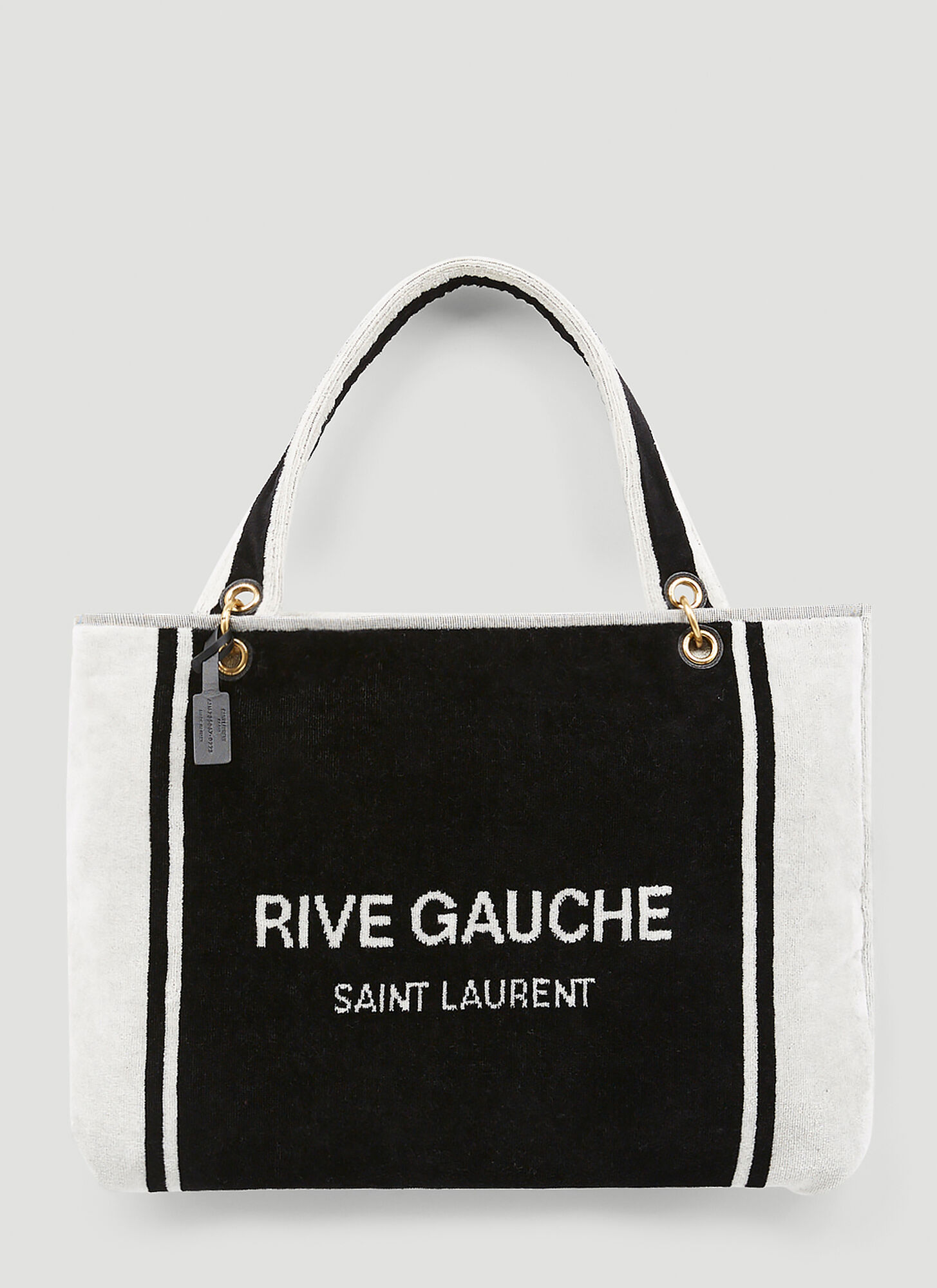 Saint Laurent Rive Gauche Towel Cabas Tote Bag In Black