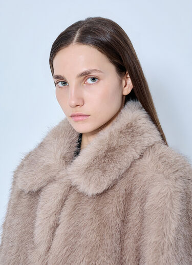 LN-CC® - Max Mara: Shawl Collar Faux Fur Jacket - Beige Max Mara Shawl Collar Faux Fur Jacket Beige max0265219
