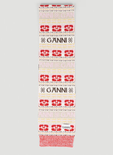 GANNI 图案围巾 红色 gan0253056