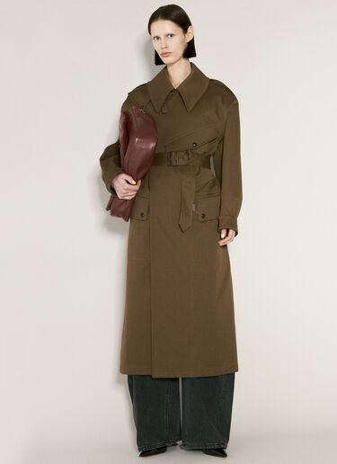 Saint Laurent Twill Trench Coat Brown sla0256007