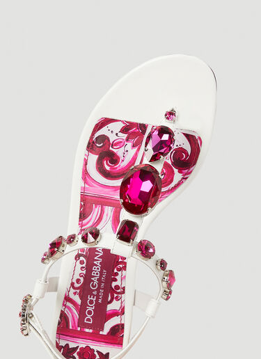 Dolce & Gabbana クリスタル装飾マジョリカハイヒールサンダル ホワイト dol0253021