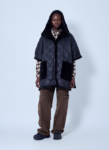LN-CC® - Moncler: Reversible Hooded Cape - Black Moncler Reversible Hooded Cape Black mon0266027