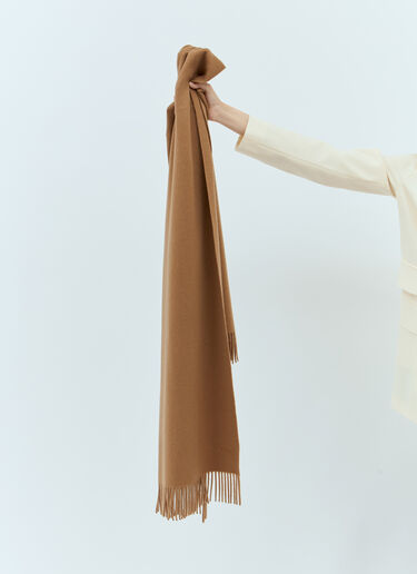 Max Mara Logo Embroidery Cashmere Scarf Camel max0257046