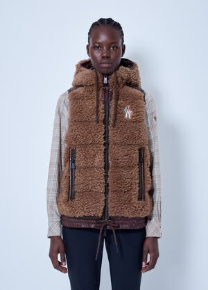 Moncler Grenoble Shearling Hooded Gilet Beige mog0265017