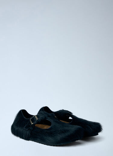 LN-CC® - Birkenstock 1774 x SFTM: Paris The Rebel Fur Slip Ons - Black Birkenstock 1774 x SFTM Paris The Rebel Fur Slip Ons Black brs0165005