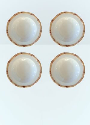 Les-Ottomans Set Of Four Bamboo Soup Plates White wps0691391