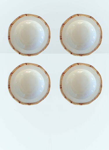 Les-Ottomans Set Of Four Bamboo Soup Plates White wps0691389