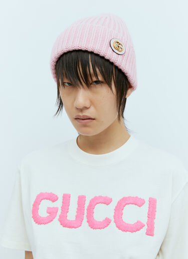 Gucci Wool Cashmere Beanie Hat Pink guc0255179