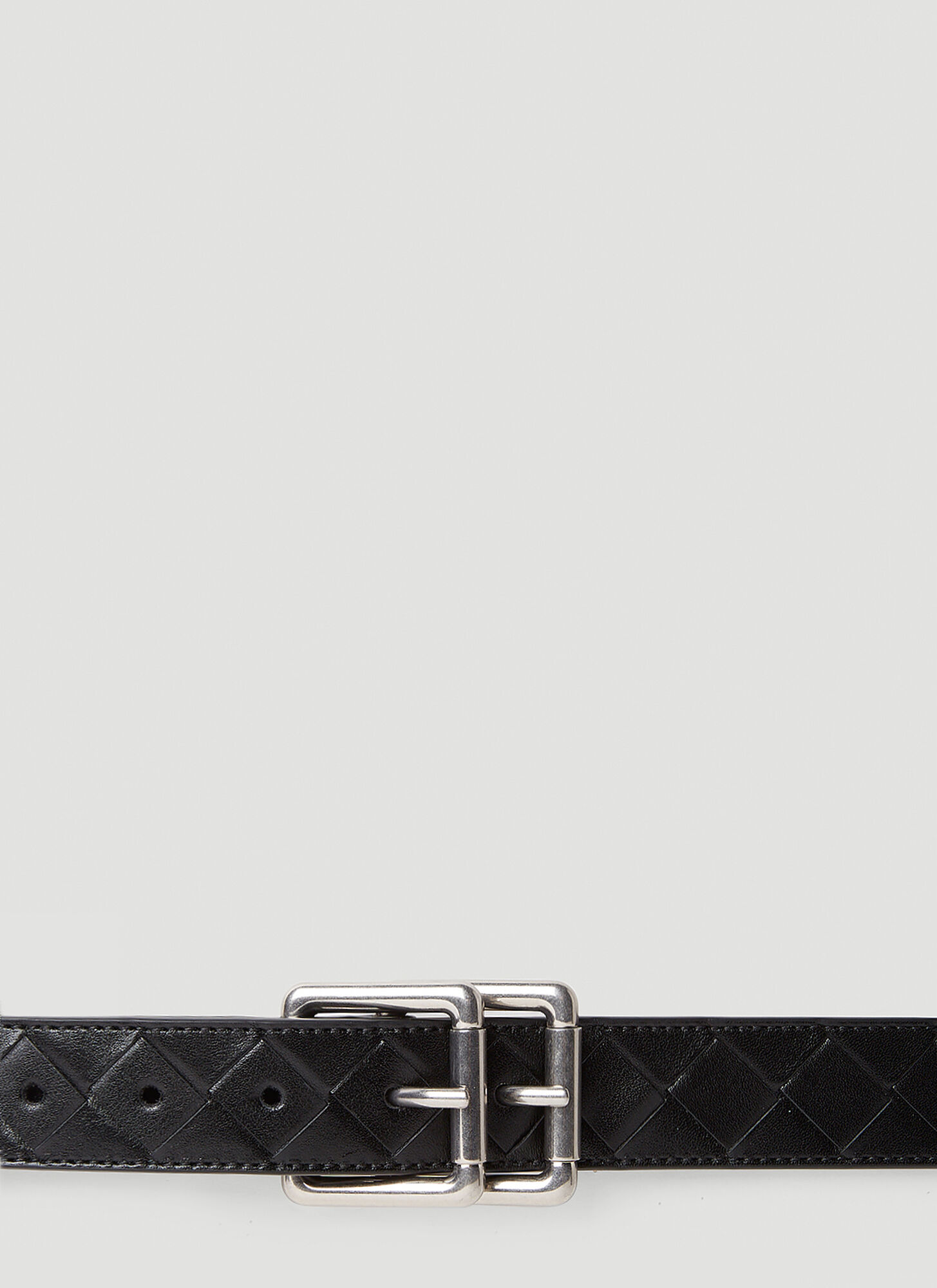 Shop Bottega Veneta Intrecciato Double Buckle Belt In Black