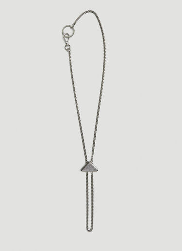 Prada Crystal Triangle Key Chain Silver pra0247012