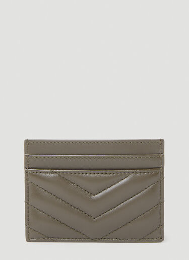 Saint Laurent 徽标铭牌绗缝卡夹 卡其色 sla0253118