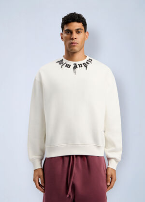 Palm Angels Neck Logo Reg Crew Sweatshirt White pma0162050