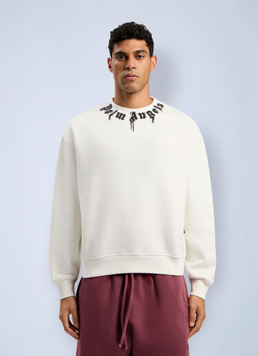 Palm Angels Neck Logo Reg Crew Sweatshirt White pma0162050