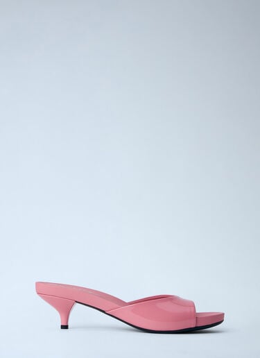 Prada Patent Leather Kitten Heel Mules Pink pra0264011