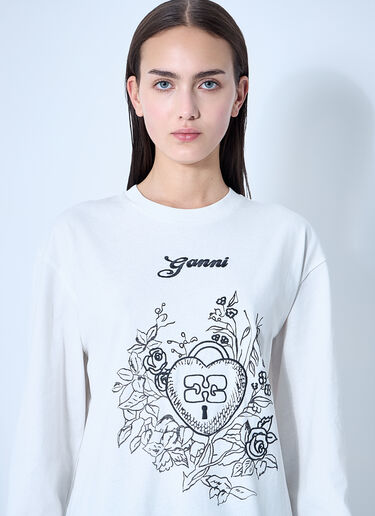 GANNI Logo Motif T-Shirt White gan0260004