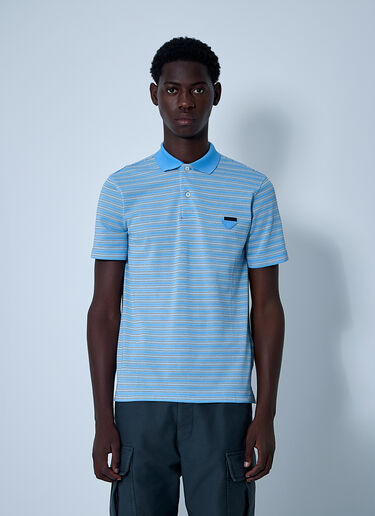 Prada Logo Motif Polo Shirt Light Blue pra0161003