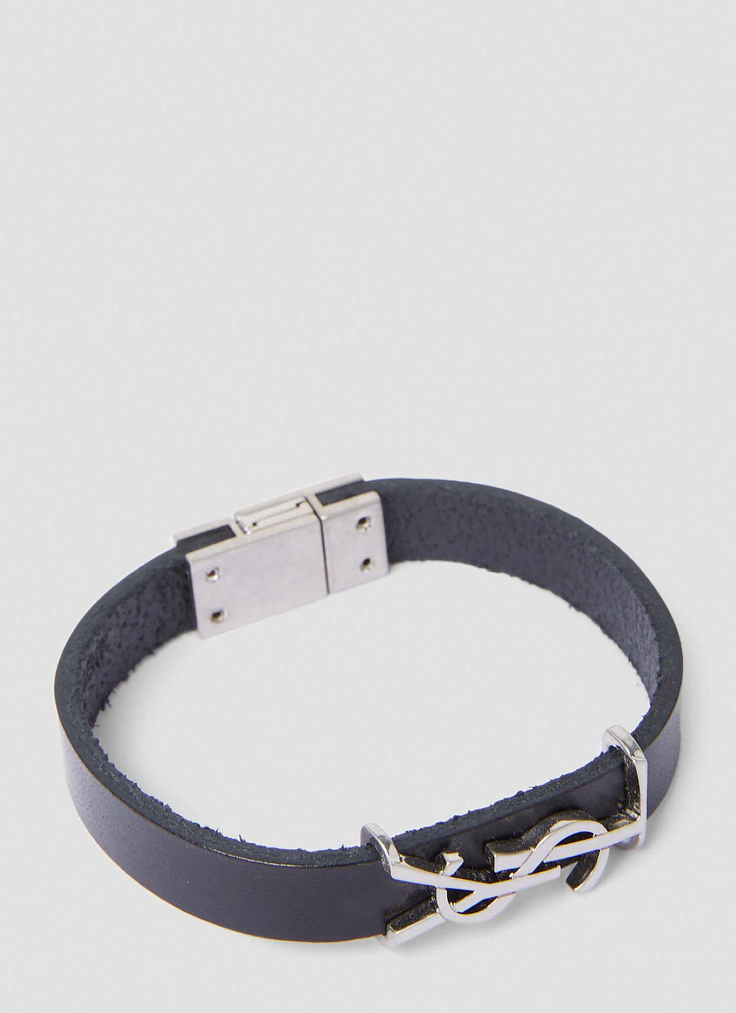 Shop Saint Laurent Monogram Bracelet In Black
