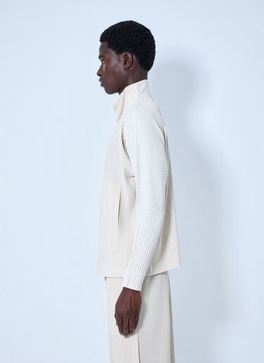 Homme Plissé Issey Miyake Pleated Half Zip Through Top Beige hmp0164013