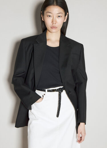 Prada 로고 플라크 땋은 벨트 블랙 pra0256045