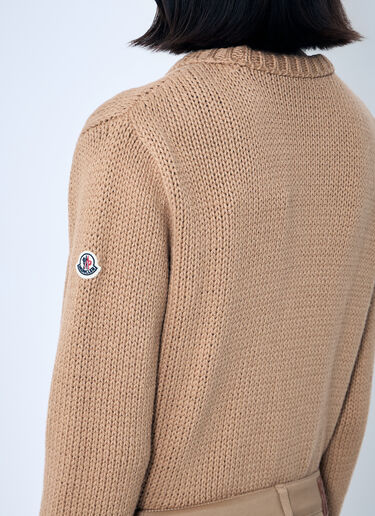 Moncler Logo Embroidered Sweater Beige mon0259038