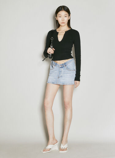 V 프론트 데님 미니스커트  Alexander Wang V 프론트 데님 미니스커트  블루 awg0255032