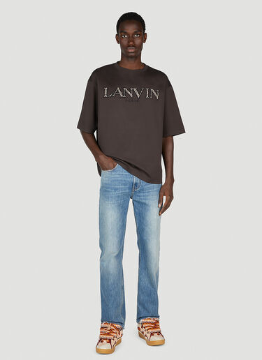 Lanvin 徽标刺绣 T 恤 棕色 lnv0152008