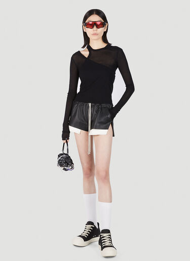 Rick Owens Basket Leather Shorts Black ric0251016