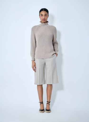 Max Mara Ribbed Knit High Neck Sweater Beige max0264307