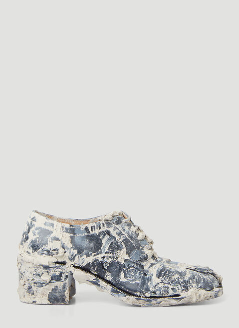 Prada x William Cobbing Clay Splatter Lace Up Tabi Heels Black pra0254025