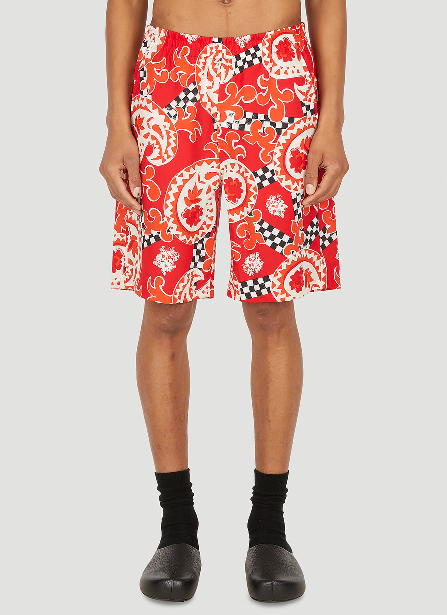 Noma T.d. Crossed Paisley Summer Shorts In Red
