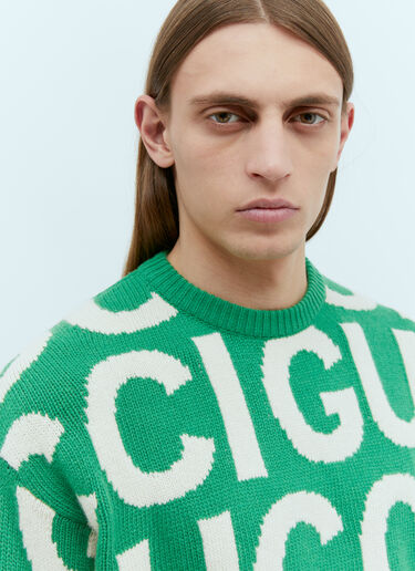 Gucci Logo Intarsia Wool Sweater Green guc0155023