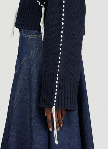 Kenzo Sashiko Stitch Embroidered Sweater Blue knz0253006