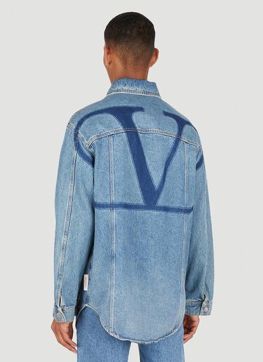 Valentino VLogo Denim Overshirt Jacket Blue val0149012