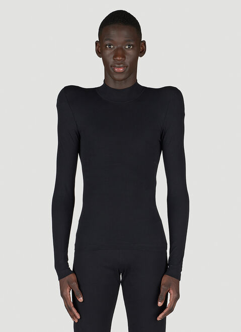 Balmain Rounded Shoulder Highneck Sweater Black bln0153010