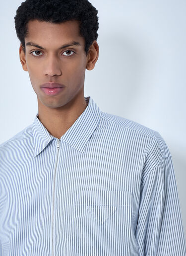 Prada Zip-Front Stripe Shirt Blue pra0164033