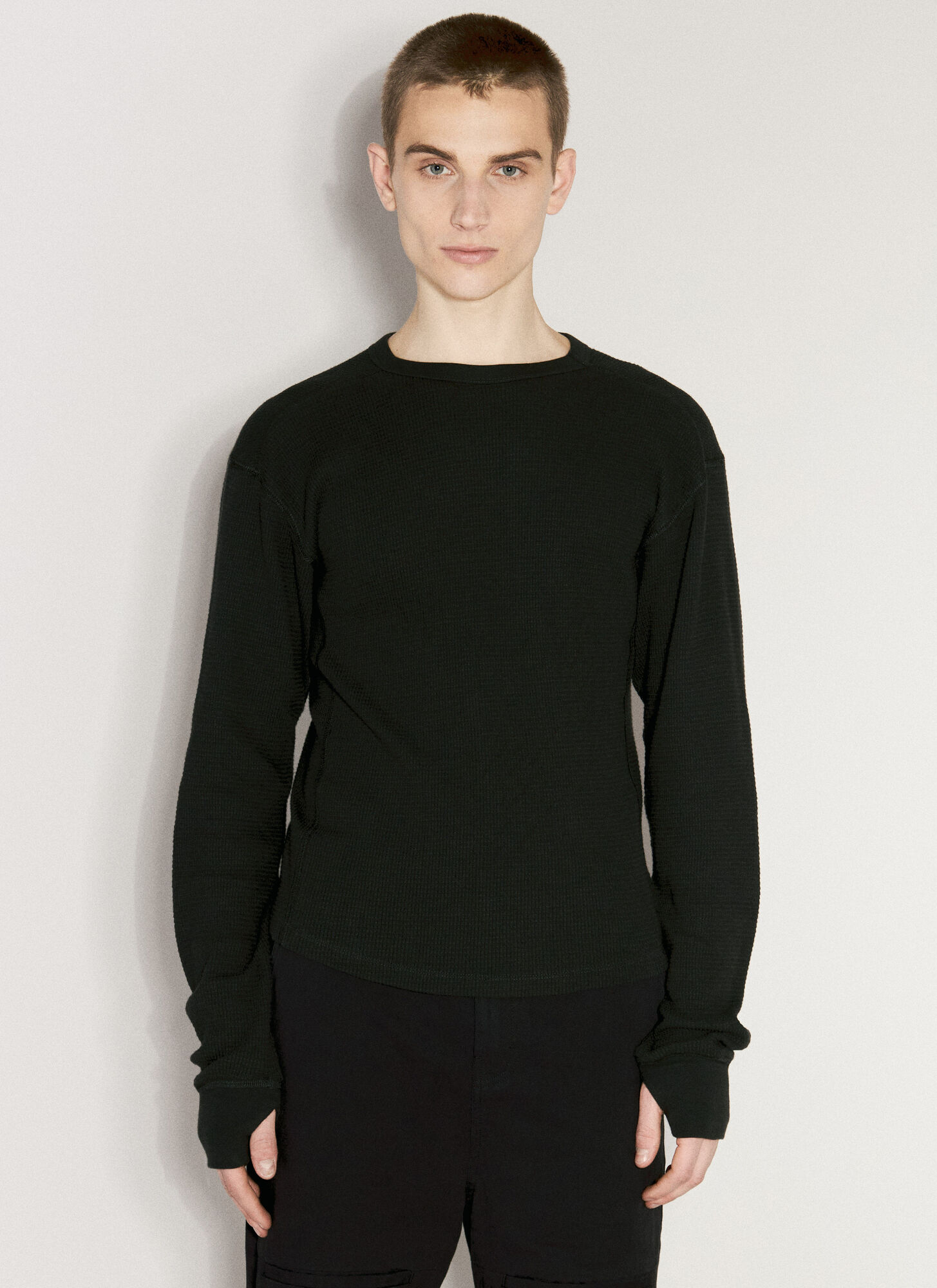 Shop Entire Studios Thermal Long Sleeve T-shirt In Black