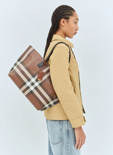 Burberry Medium Check Tote Bag Brown bur0255085