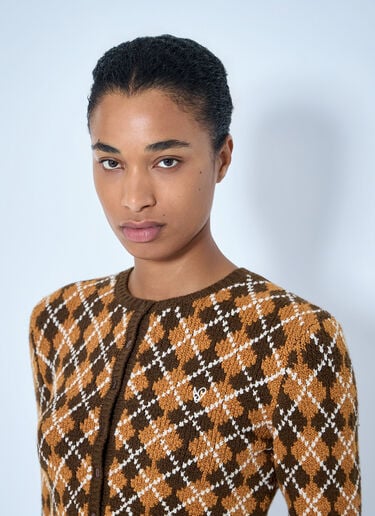 LN-CC® - Acne Studios: Argyle Knit Cardigan - Orange Acne Studios Argyle Knit Cardigan Orange acn0265062